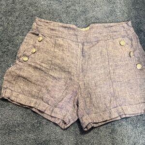 British Khaki Women's Button-Accent Linen Shorts - blue